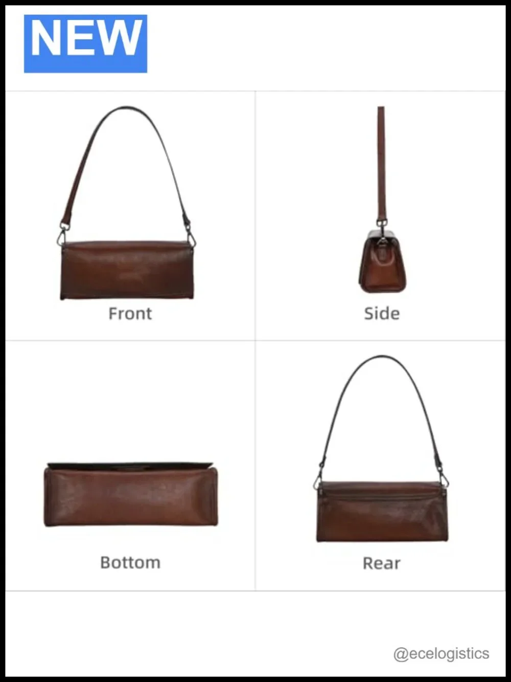 Genuine Leather Crossbody Bag Shoulder Purse Handbag 3 Straps Satchel